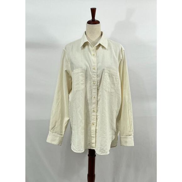 FOUR OBJECTS Sz 5 XL White Herringbone V2 Work Shirt Top - Picture 8 of 11